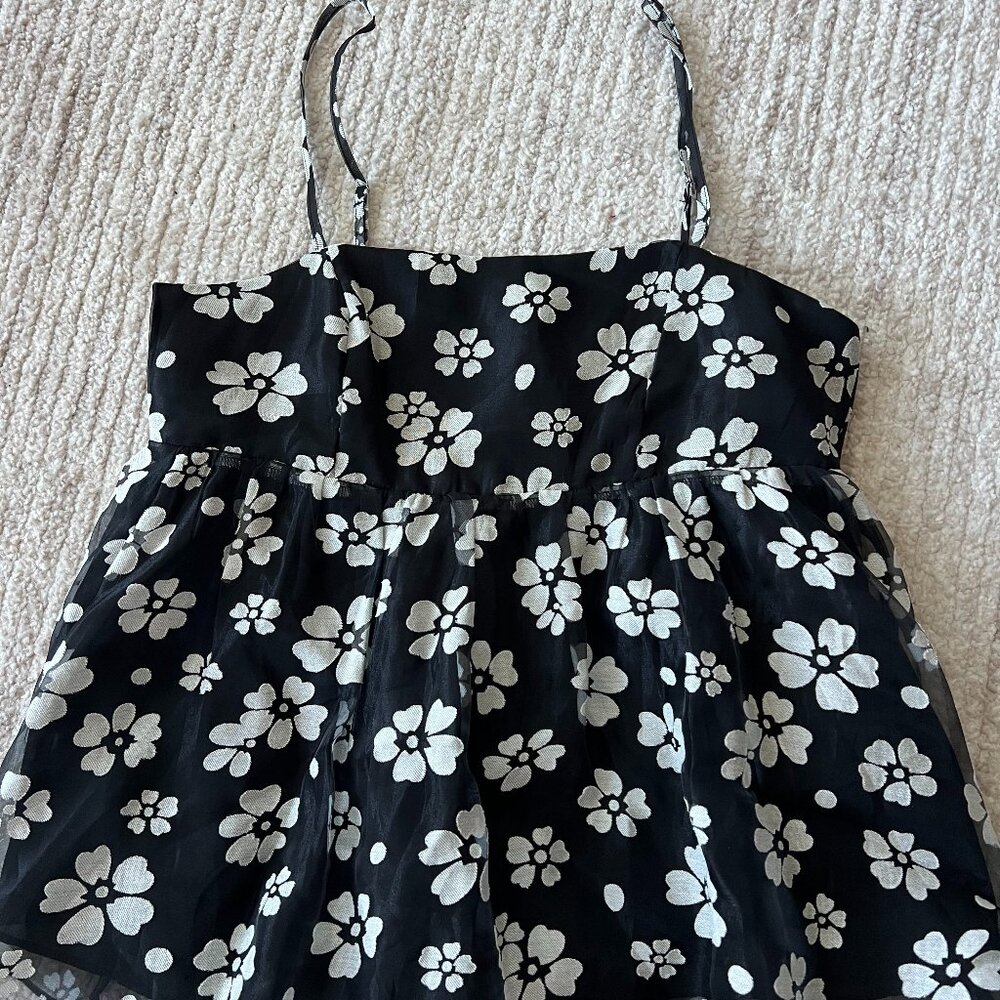 Black Floral Babydoll Tank